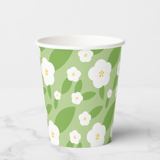 Springtime Gingham & Blooms Baby shower Thema Papieren Bekers (Achterkant)