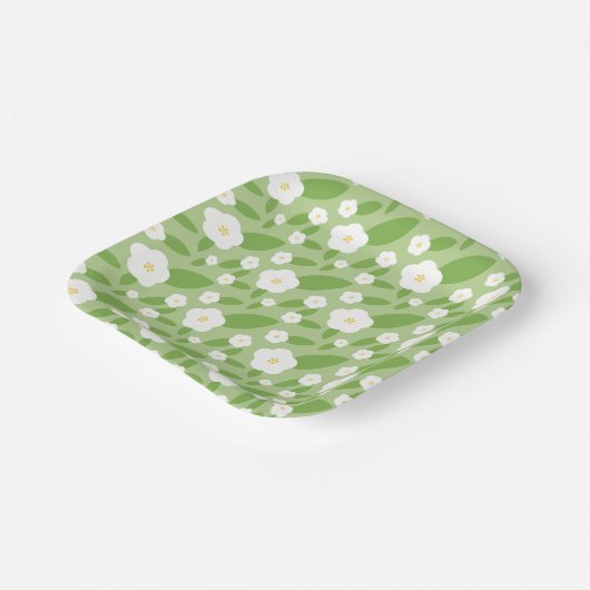 Springtime Gingham & Blooms Baby shower Thema Papieren Bordje (Gebogen)