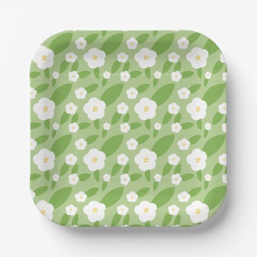 Springtime Gingham & Blooms Baby shower Thema Papieren Bordje (Voorkant)