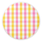Springtime Gingham Keramische Knop (Voorkant)
