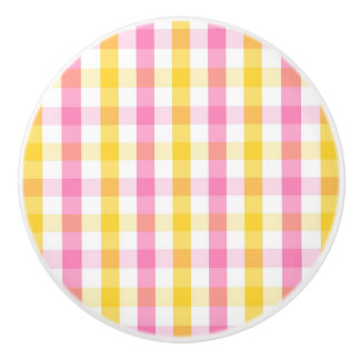 Springtime Gingham Keramische Knop