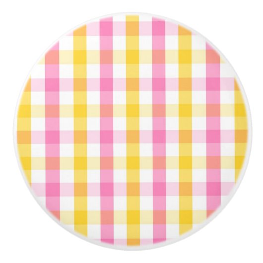 Springtime Gingham Keramische Knop (Voorkant)