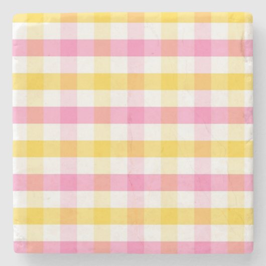 Springtime Gingham Stenen Onderzetter (Voorkant)