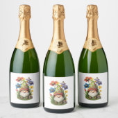 Springtime Gnome Premium Sparkling Wijnetiket (Flessen)
