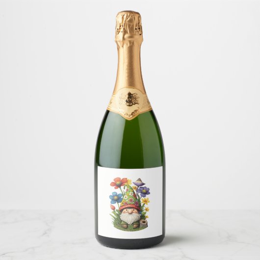 Springtime Gnome Premium Sparkling Wijnetiket (Voorkant)