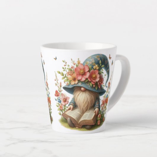 Springtime Gnome Reader Latte Mok (Rechterhoek)