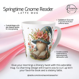 Springtime Gnome Reader Latte Mok