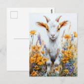 Springtime Goat Kind Yellow Wildflowers Briefkaart (Voorkant / Achterkant)