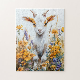 Springtime Goat Kind Yellow Wildflowers Legpuzzel