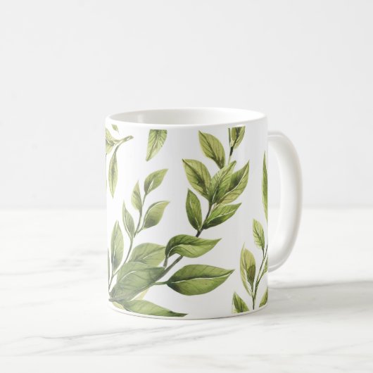 Springtime groene bladeren klassiek koffiemok (Voorkant rechts)