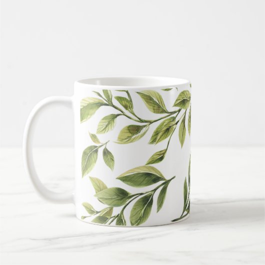 Springtime groene bladeren klassiek koffiemok (Links)