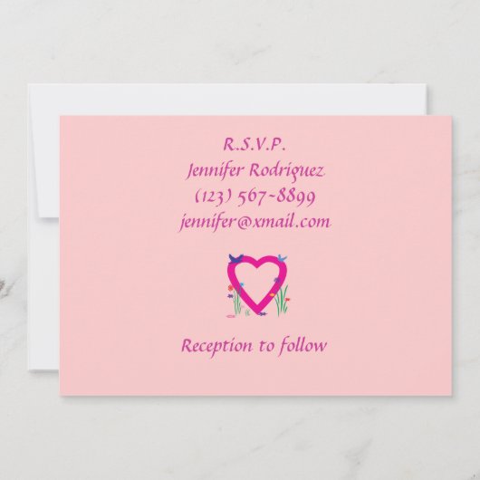 SpringTime Heart Quinceañera Uitnodiging (Achterkant)