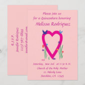 SpringTime Heart Quinceañera Uitnodiging (Voorkant / Achterkant)