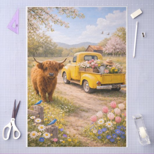 Springtime Highland Cow Tissuepapier (Craft)