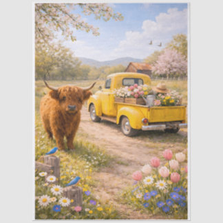 Springtime Highland Cow  Tissuepapier