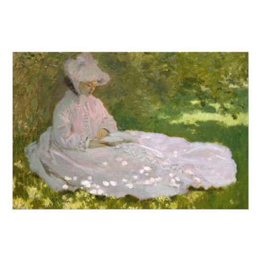 Springtime, Impressionist Portrait, Claude Monet Foto Afdruk (Voorkant)
