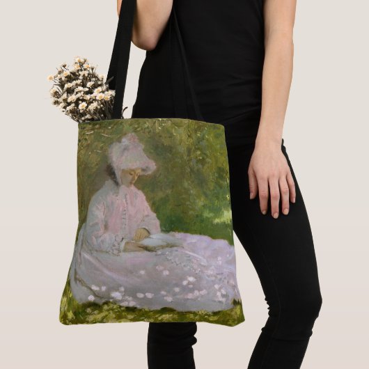 Springtime, Impressionist Portrait, Claude Monet Tote Bag (Dichtbij)