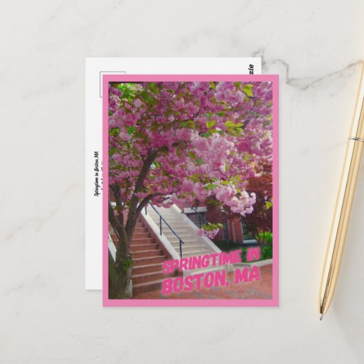 Springtime in Boston, MA Briefkaart (Voorkant / Achterkant in situ)