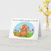 Springtime in Canada Beaver met Tulips Canadian Kaart (Gele Bloem)