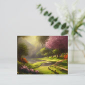 Springtime in het dorp van het platteland briefkaart (Staand voorkant)