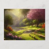 Springtime in het dorp van het platteland briefkaart (Voorkant)