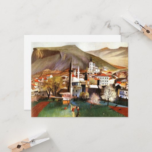 Springtime in Mostar, prachtige illustraties Kaart (Voorkant / Achterkant in situ)