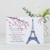 Springtime in Paris Bridal Shower Invitation Kaart (Staand voorkant)