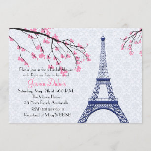 Springtime in Paris Bridal Shower Invitation Kaart