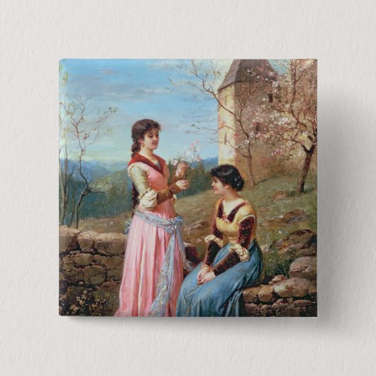 Springtime in Toscane Vierkante Button 5,1 Cm (Voorkant)