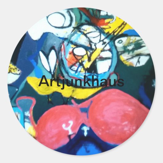 Springtime Jazz Abstract Jeff Hankamer Artjunkhaus Ronde Sticker (Voorkant)