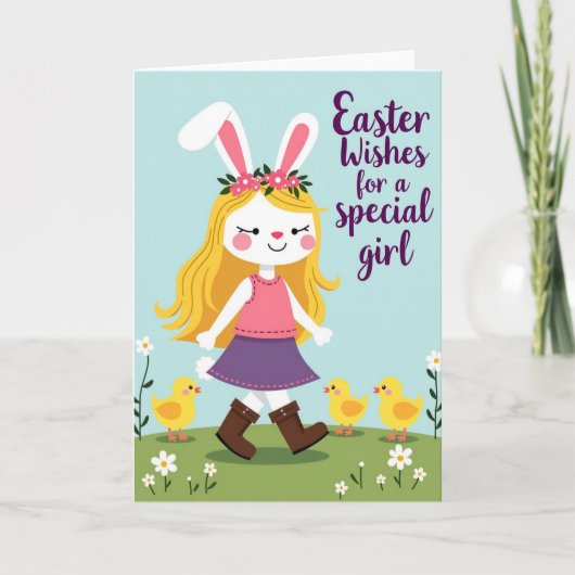 Springtime Joy Girl And Bird Card Kaart (Voorkant)