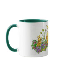 Springtime konijntjes in een bloemenveld