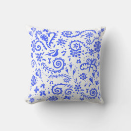 Springtime-kussen in blauw en wit kussen