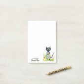 Springtime Meisje Kat Geel Sinaasappel Bloemen Jur Post-it® Notes (Op bureau)