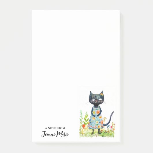Springtime Meisje Kat Geel Sinaasappel Bloemen Jur Post-it® Notes (Voorkant)