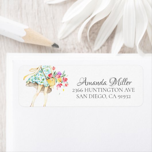 Springtime Mode Meisje Retouradres Etiket (Insitu)