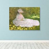 Springtime Monet voor dames lezen Canvas Afdruk (Insitu (Houten vloer))