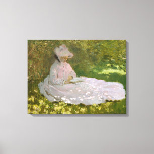 Springtime Monet voor dames lezen Canvas Afdruk