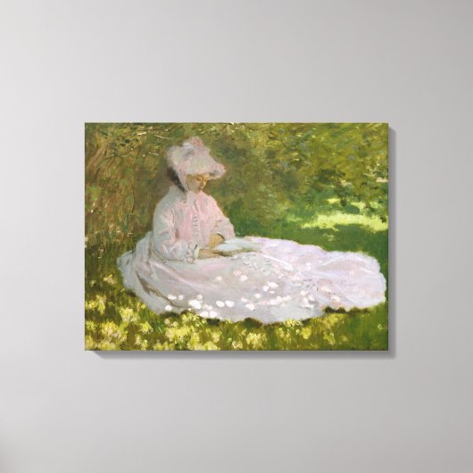Springtime Monet voor dames lezen Canvas Afdruk (Voorkant)