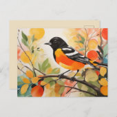 Springtime Natuur Charm Bird Baltimore Oriole Briefkaart (Voorkant / Achterkant)