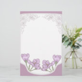 Springtime Paarse Crocus Flowers Briefpapier (Staand voorkant)