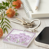 Springtime Paarse Crocus Flowers Sleutelhanger (Voorkant Rechts)