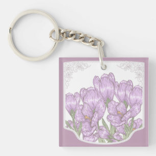 Springtime Paarse Crocus Flowers Sleutelhanger