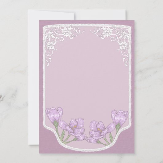 Springtime Paarse Crocus Flowers Weddenschap Kaart (Achterkant)