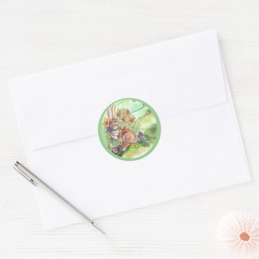 Springtime-paashaas Ronde Sticker (Envelop)
