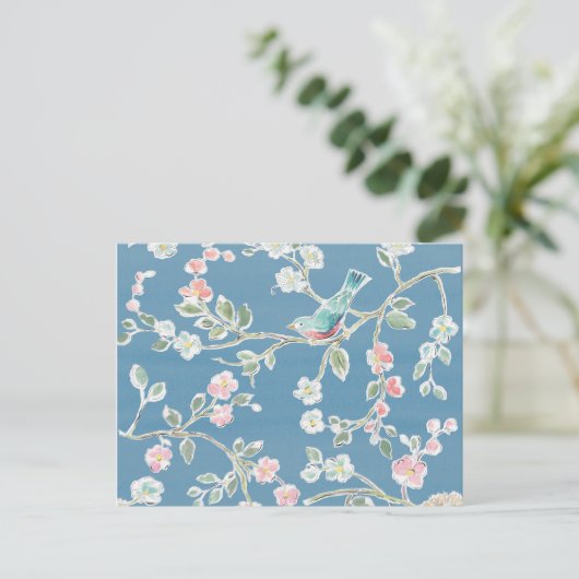 Springtime-patroon - vogels en bloemen briefkaart (Staand voorkant)