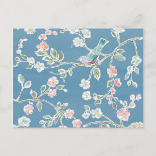 Springtime-patroon - vogels en bloemen briefkaart