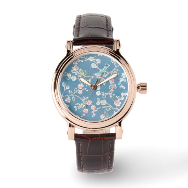 Springtime-patroon - vogels en bloemen horloge