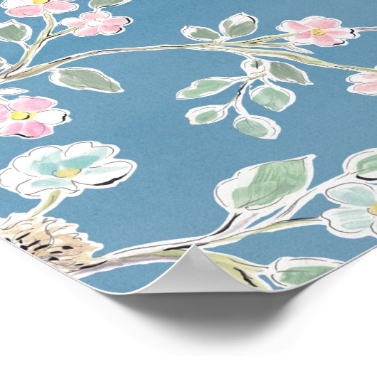 Springtime-patroon - vogels en bloemen poster (Hoek)