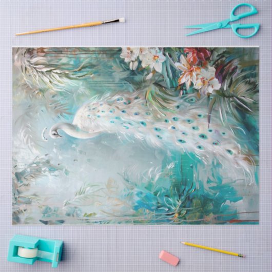 Springtime Peacock Tissuepapier (Craft)